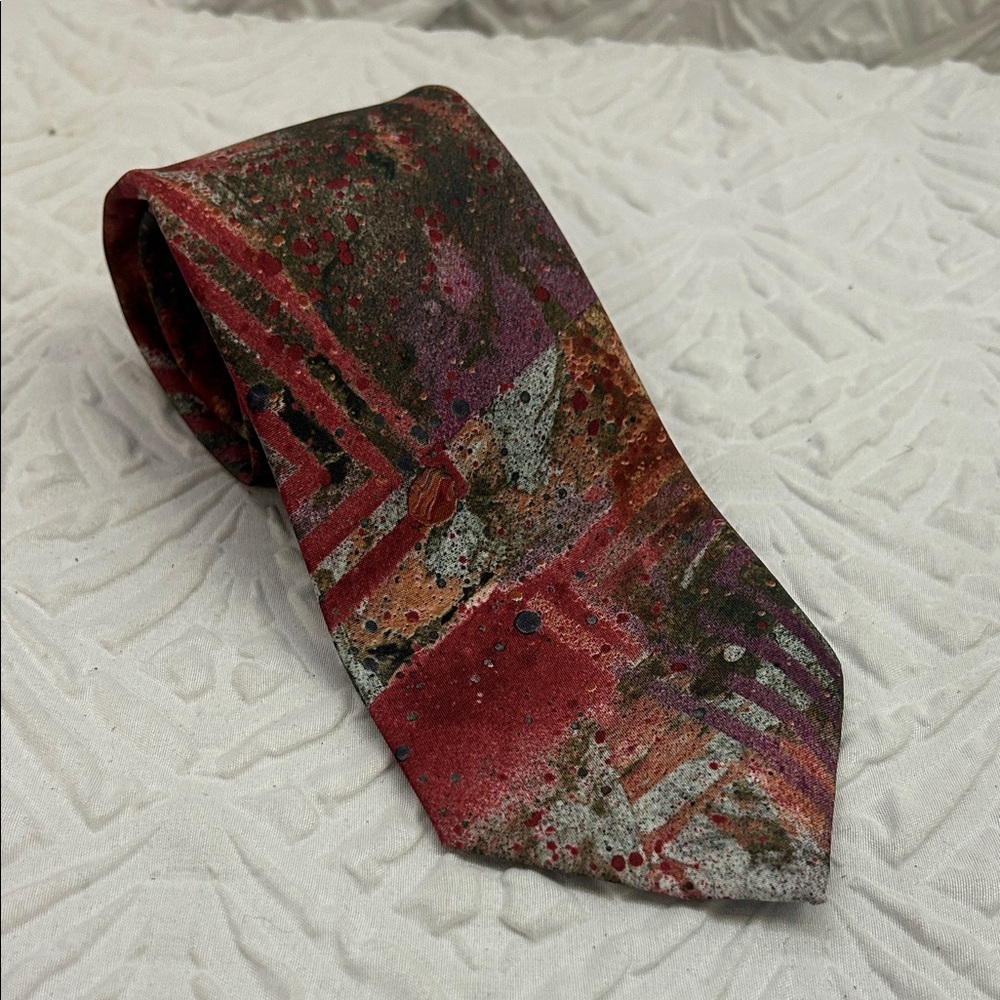 Italian Handmade All Silk Tie Abstract Geometric